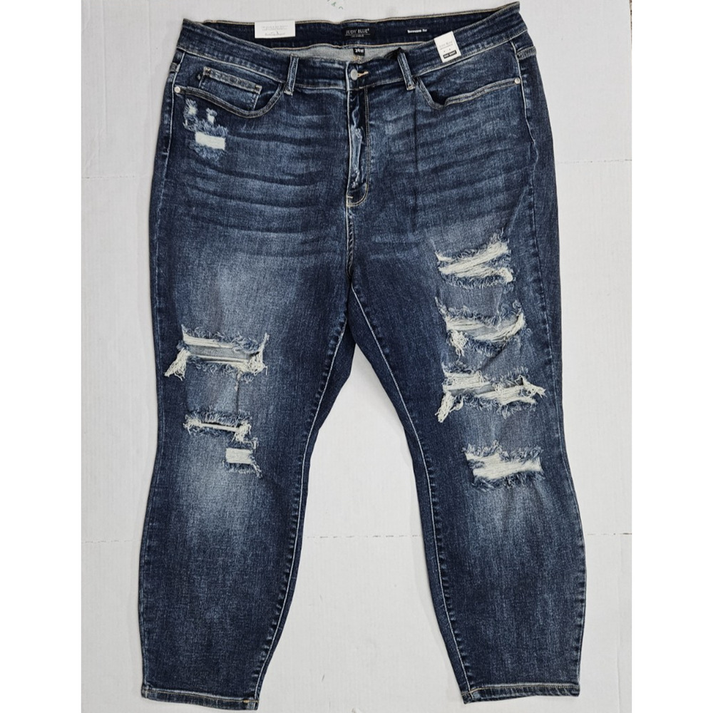Judy Blue Jeans Women's Size 24w High Waist Boyfriend Fit Distressed Stretch